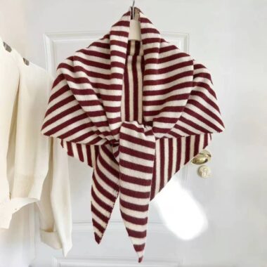 Wool Blend Triangle Knit Scarf for Women – Winter Warm Oversized Shawl