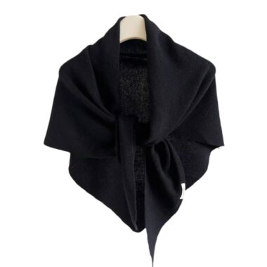 Wool Blend Triangle Knit Scarf for Women – Winter Warm Oversized Shawl