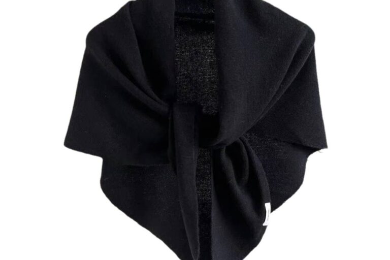 Wool Blend Triangle Knit Scarf for Women – Winter Warm Oversized Shawl