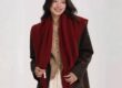 Wool Blend Triangle Knit Scarf for Women – Winter Warm Oversized Shawl