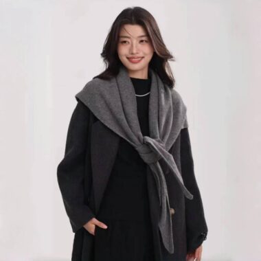 Wool Blend Triangle Knit Scarf for Women – Winter Warm Oversized Shawl