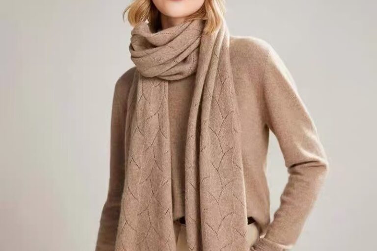 100% Pure Wool Scarf for Women – Korean Lace Knit Long Shawl