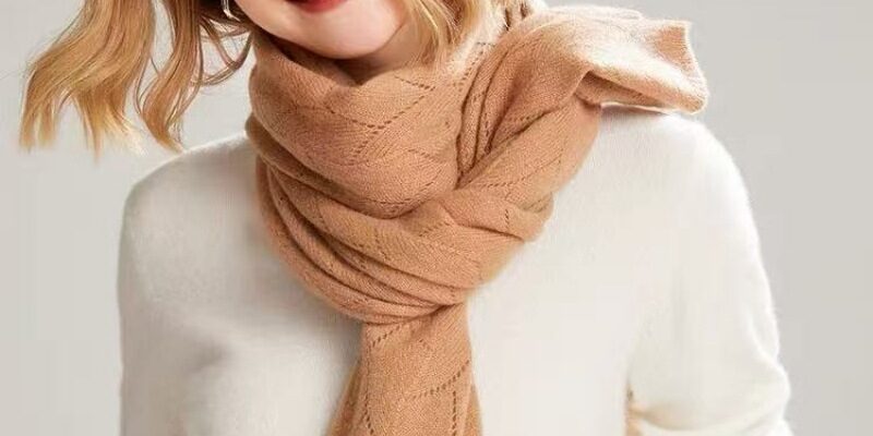 2025 New 100% Pure Wool Scarf for Women – Korean Style Knit Long Shawl (8) 100% Pure Wool Scarf for Women – Korean Lace Knit Long Shawl