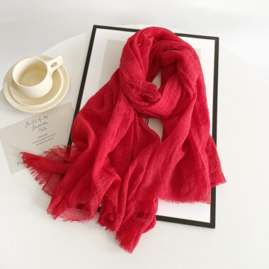 Vintage Solid Color Cotton Scarf for Women, Autumn Winter Wrap