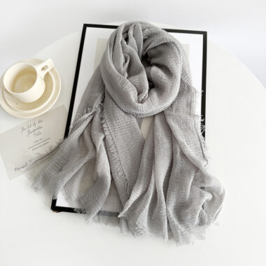 Vintage Solid Color Cotton Scarf for Women, Autumn Winter Wrap