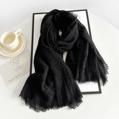 Vintage Solid Color Cotton Scarf for Women, Autumn Winter Wrap