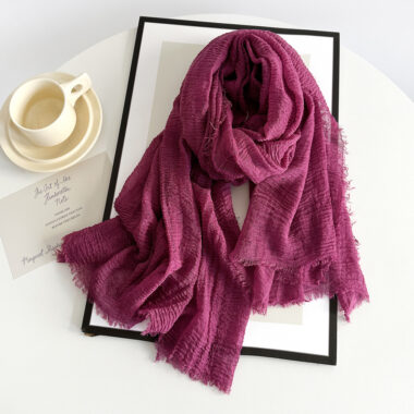 Vintage Solid Color Cotton Scarf for Women, Autumn Winter Wrap