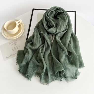 Vintage Solid Color Cotton Scarf for Women, Autumn Winter Wrap