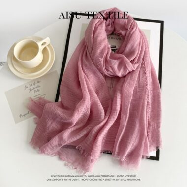Vintage Solid Color Cotton Scarf for Women, Autumn Winter Wrap