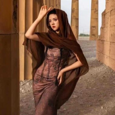  Bohemian Brown Cotton Linen Scarf, Beach Shawl, Sun Protection