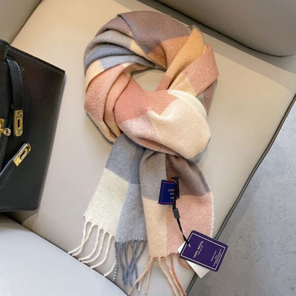 Classic Red UK Plaid Wool Scarf with Tassels for Men and Women