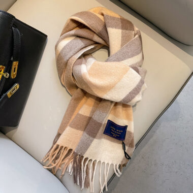 Classic Red UK Plaid Wool Scarf with Tassels for Men and Women