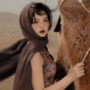 Desert-Inspired Cotton-Linen Scarf for Travel, Sun Protection & Beach