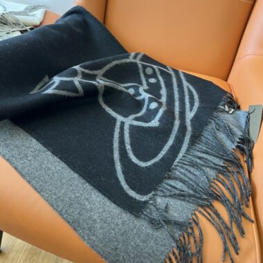 Double-Sided Embroidered Wool Scarf with Tassels for Autumn & Winter