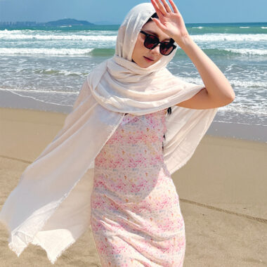 Elegant Cotton Scarf for Spring & Summer, Sun Protection, Simple Design

