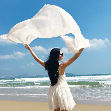 Elegant Cotton Scarf for Spring & Summer, Sun Protection, Simple Design

