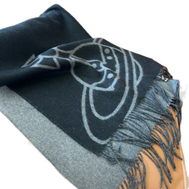 High-Quality Cashmere Wool Scarf with Saturn Design and Tassels

