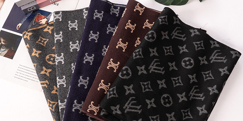 Men's Jacquard Wool-Feel Winter Scarf with Silky Brushed Texture