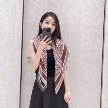  Double-Sided Twill Letter Print Silk Scarf for Women