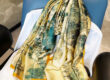 Luxury Mulberry Silk Scarf, Printed Long Shawl, Sun Protection for Summer