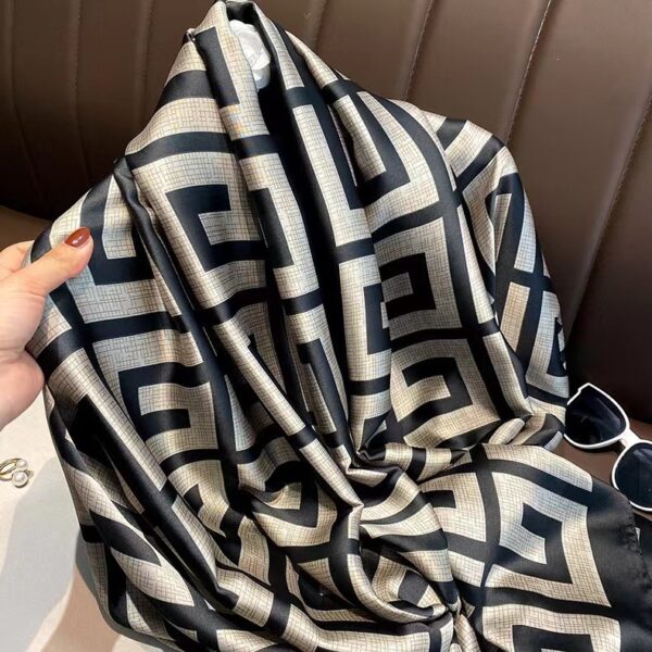 Luxury Mulberry Silk Scarf, Printed Long Shawl, Sun Protection for Summer