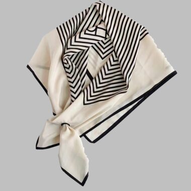 Nordic Style Black & White Striped Silk Scarf – Women’s Fashion Scarf