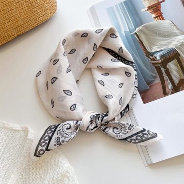  Silk Cotton Cashew Square Scarf for Summer, Neck and Head Protection