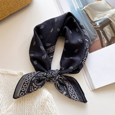  Silk Cotton Cashew Square Scarf for Summer, Neck and Head Protection