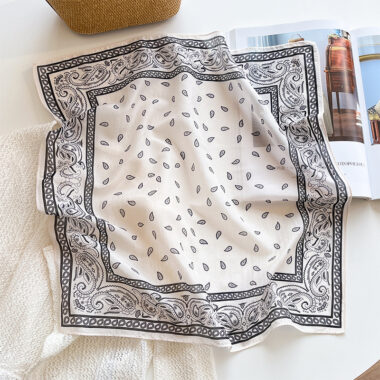  Silk Cotton Cashew Square Scarf for Summer, Neck and Head Protection