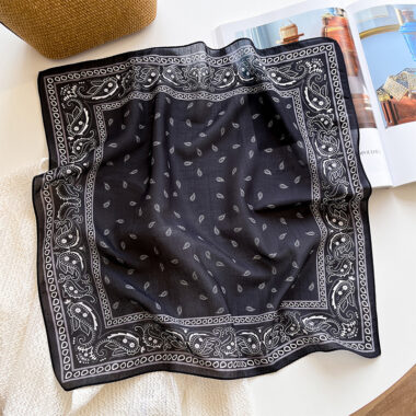  Silk Cotton Cashew Square Scarf for Summer, Neck and Head Protection