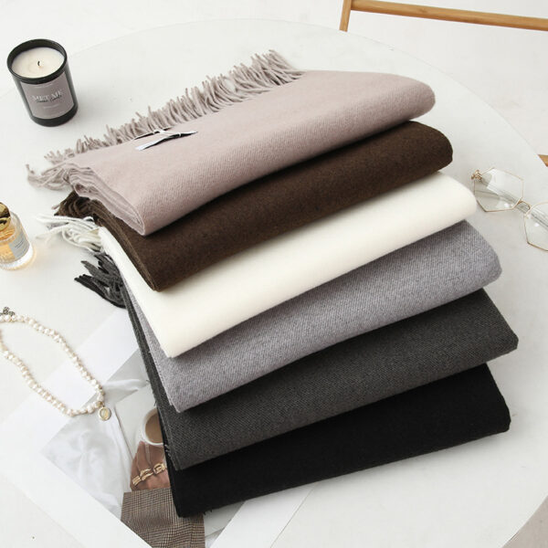 Wool & Cashmere Scarf for Women and Men – Thickened Solid Color Autumn Winter Shawl (6) Luxurious Wool and Cashmere Scarf for Women and Men – Thickened Winter Shawl